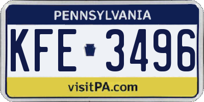 PA license plate KFE3496