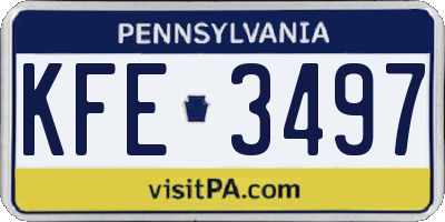 PA license plate KFE3497