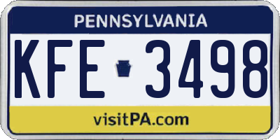 PA license plate KFE3498