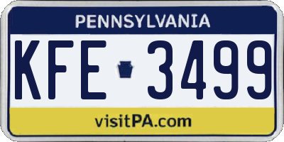 PA license plate KFE3499