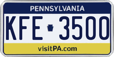 PA license plate KFE3500