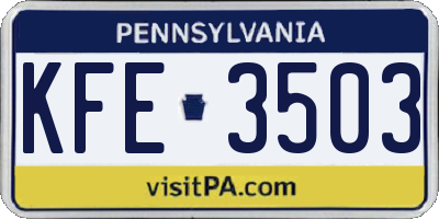 PA license plate KFE3503