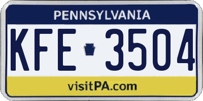 PA license plate KFE3504