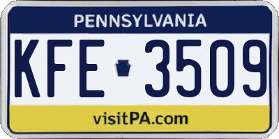 PA license plate KFE3509