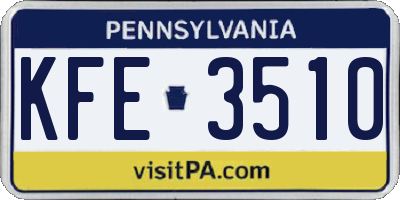 PA license plate KFE3510