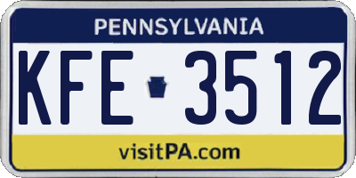 PA license plate KFE3512