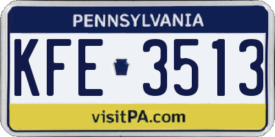 PA license plate KFE3513