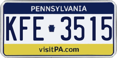 PA license plate KFE3515