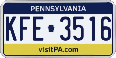 PA license plate KFE3516