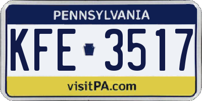 PA license plate KFE3517