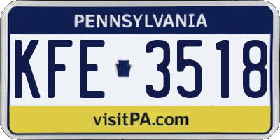 PA license plate KFE3518