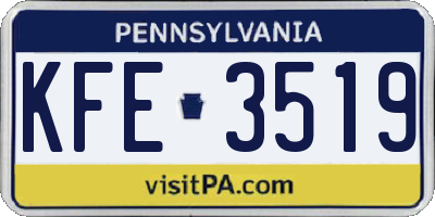 PA license plate KFE3519