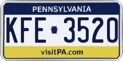 PA license plate KFE3520