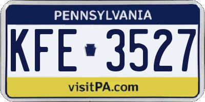 PA license plate KFE3527