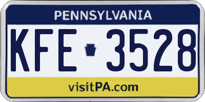 PA license plate KFE3528