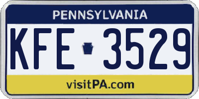 PA license plate KFE3529