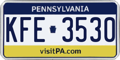 PA license plate KFE3530