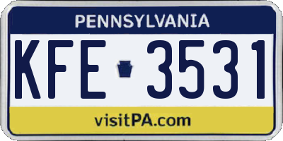 PA license plate KFE3531