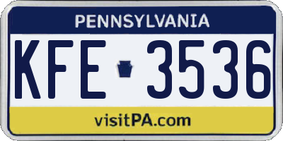 PA license plate KFE3536