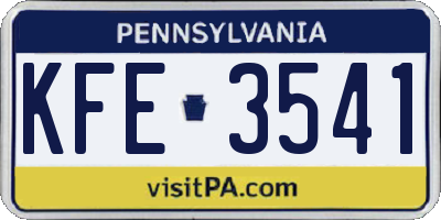 PA license plate KFE3541
