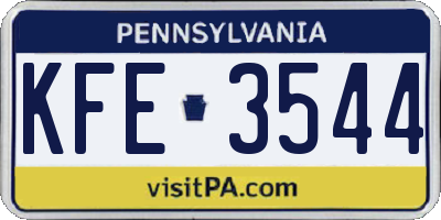 PA license plate KFE3544