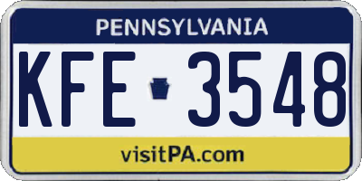 PA license plate KFE3548