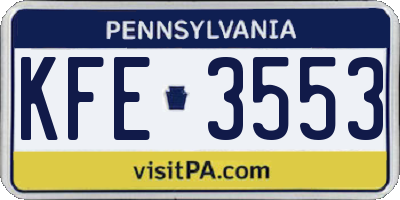 PA license plate KFE3553