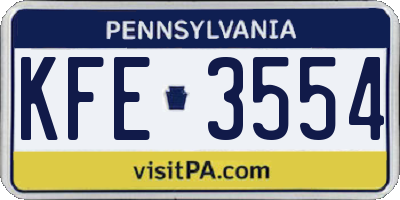 PA license plate KFE3554