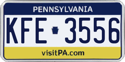 PA license plate KFE3556