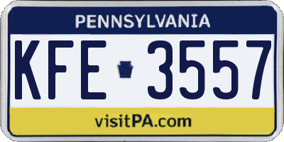 PA license plate KFE3557
