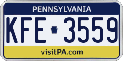 PA license plate KFE3559
