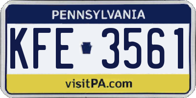 PA license plate KFE3561