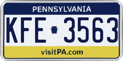 PA license plate KFE3563