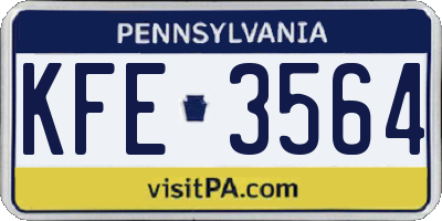PA license plate KFE3564