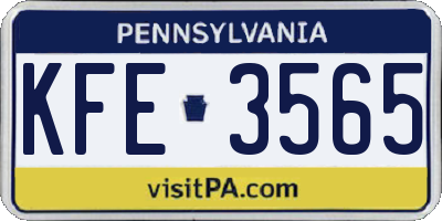 PA license plate KFE3565