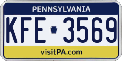 PA license plate KFE3569