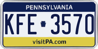 PA license plate KFE3570