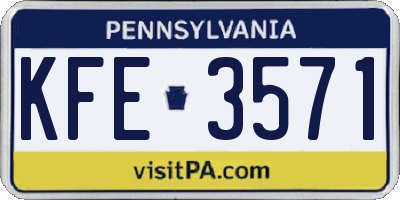 PA license plate KFE3571