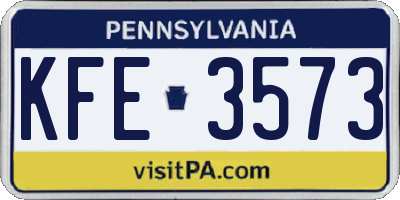 PA license plate KFE3573