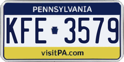 PA license plate KFE3579