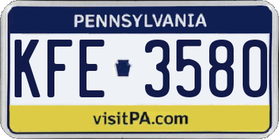 PA license plate KFE3580