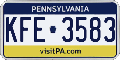 PA license plate KFE3583