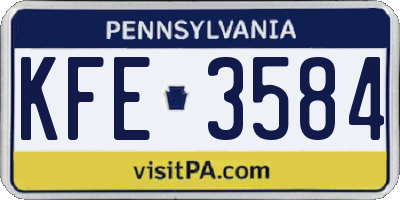 PA license plate KFE3584