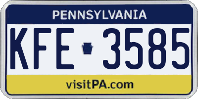 PA license plate KFE3585