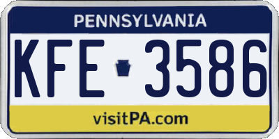 PA license plate KFE3586