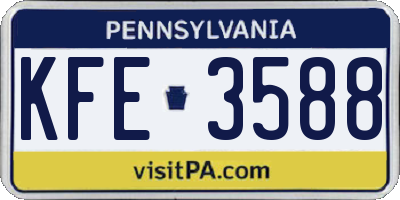 PA license plate KFE3588