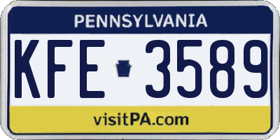 PA license plate KFE3589