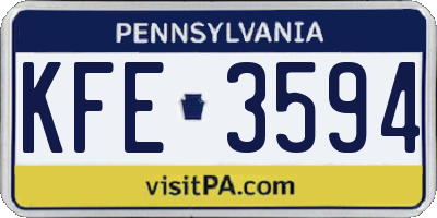 PA license plate KFE3594