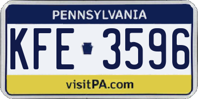 PA license plate KFE3596
