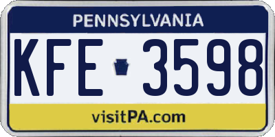 PA license plate KFE3598